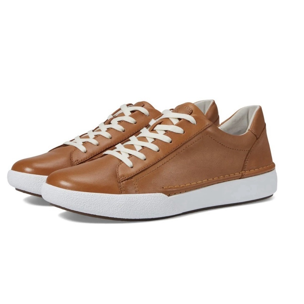 Josef Seibel Claire 01 Women 40 US 9-9.5 Camel Brown Leather Side Zip Sneakers